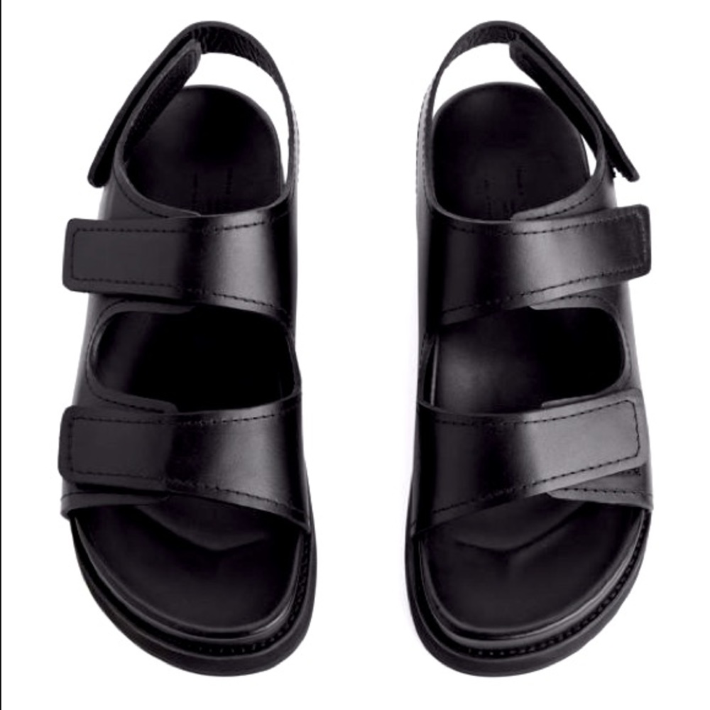 Arket Chunky Leather Dad Sandals Black Size 40 - Never Worn!